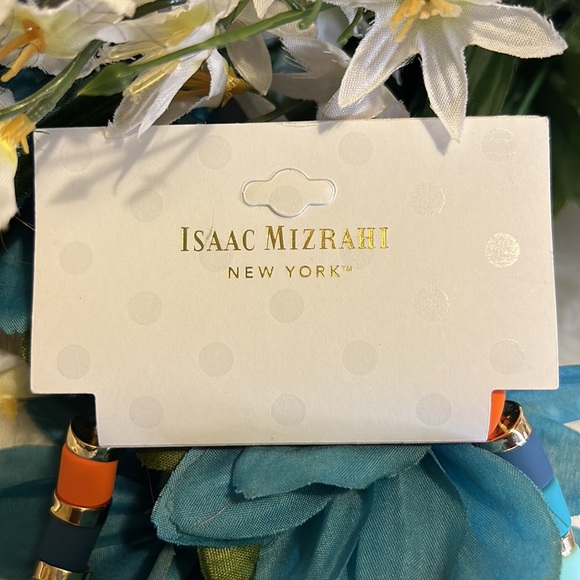 NWT ISAAC MIZRAHI Necklace Orange, Blue & Gold - Picture 7 of 7